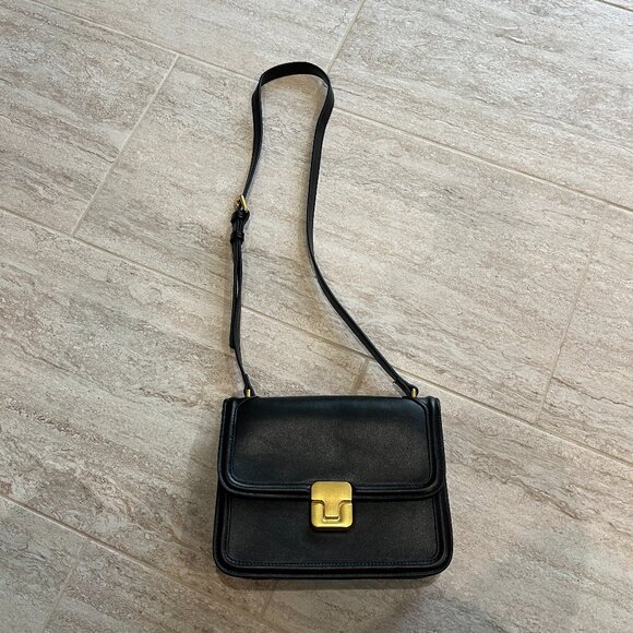 NEW Mango Crossbody Black Gold Hardware Adjustable Strap Designer Inspired - Picture 1 of 4